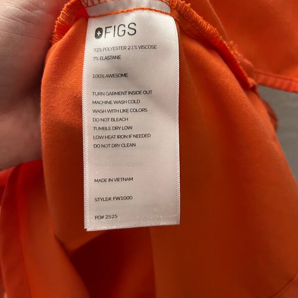 FIGS Catarina One Pocket Scrub Top XS Sunset Orange V-Neck Stretch PO 2525 - Picture 5 of 9